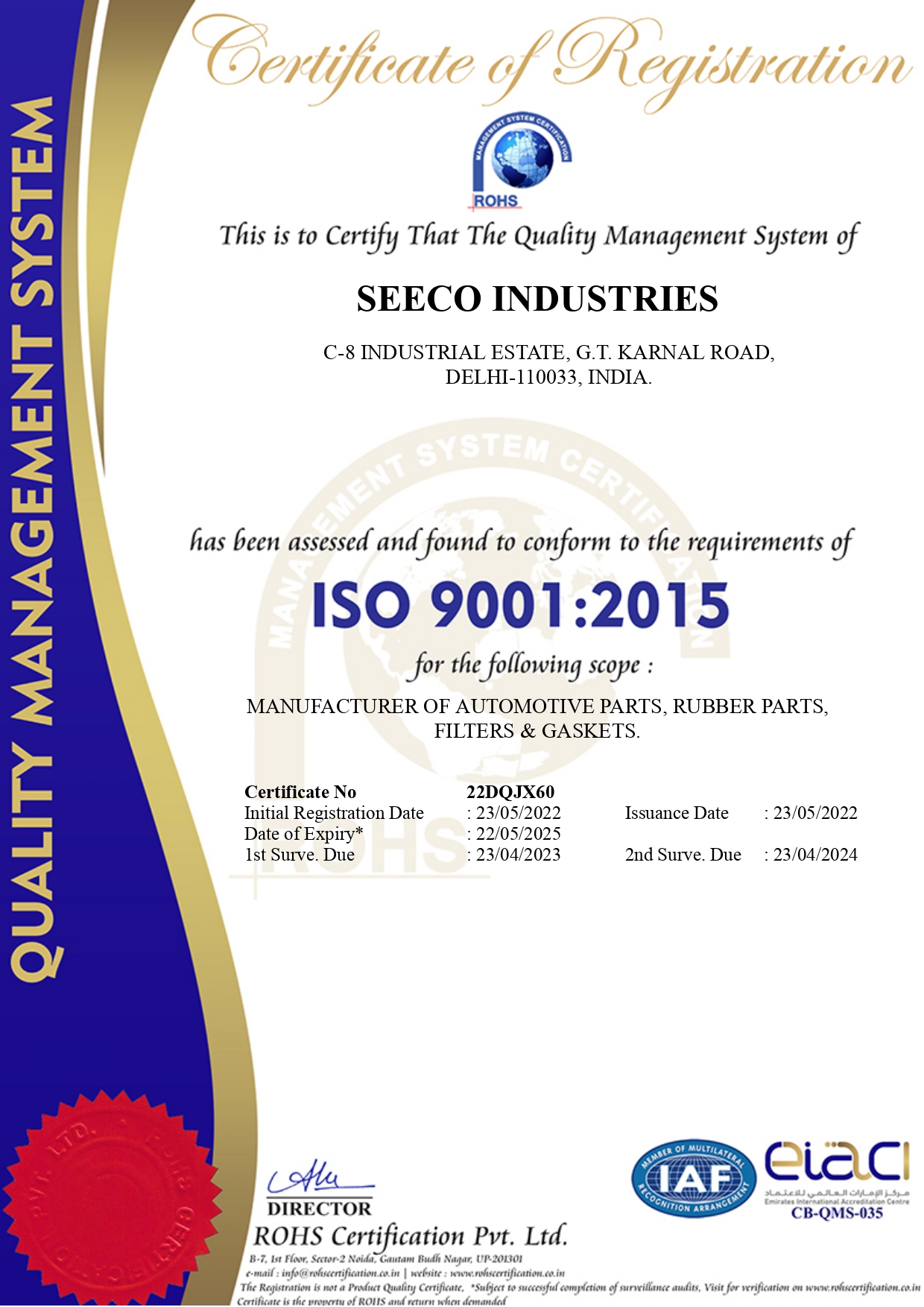 seeco certificate