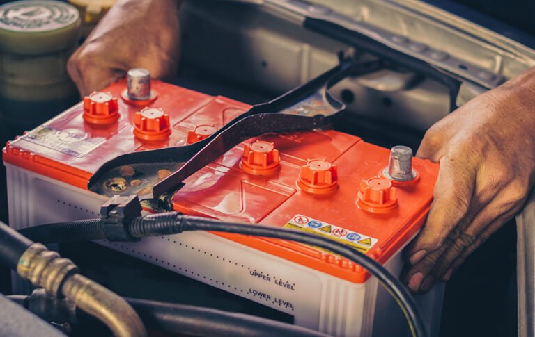 EV battery being checked by a technician