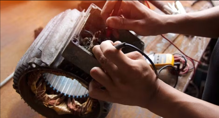 Electric motor during an electric vehicle repair in Delhi